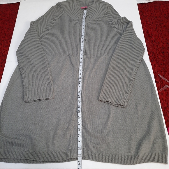 Woman Within Long Sleeve Womens Cable Knit Dress Cardigan Mock Neck Gray Size X1 - Picture 8 of 10